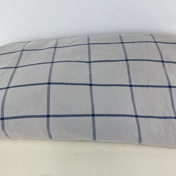 Pottery Barn Teen Fitted Sheet XL Twin Gray Windowpane - Picture 1 of 4